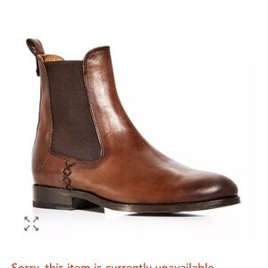 Frye Melissa Leather Chelsea Brown Ankle Boots